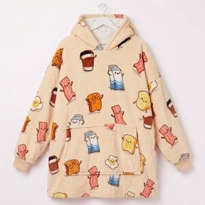 NWT Oodie Breakfast Print Cozy Blanket Hoodie
